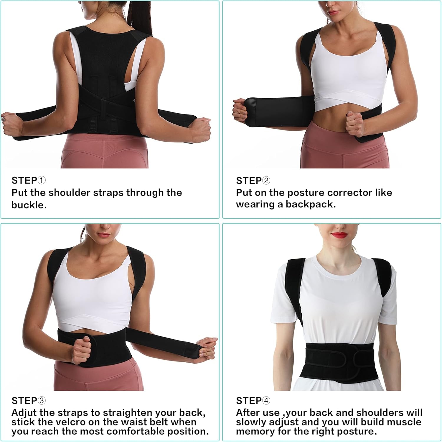 Posture Corrector for Women and Men, Adjustable Breathable Back Straightener, Upper Back Brace for Clavicle Support and Providing Pain Relief from Neck, Back & Shoulder Black L